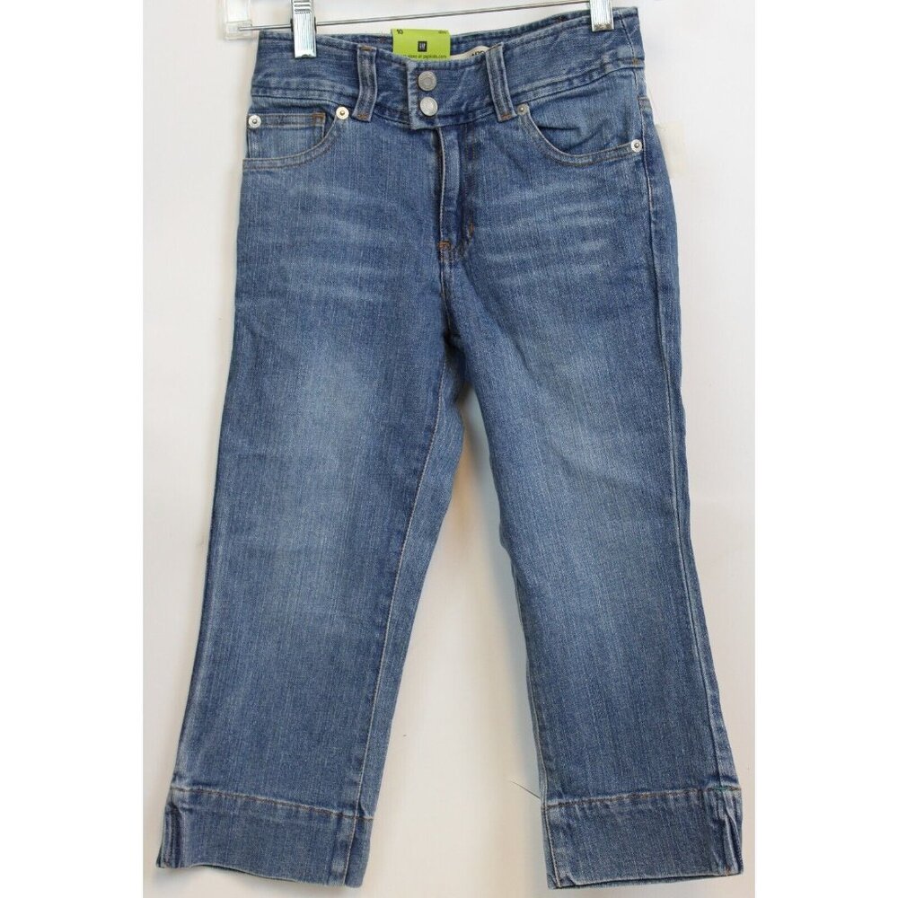 Gap Girls Superlastic Capris sz 10 NWT Slim Straight Leg Blue Jeans Slit Pockets